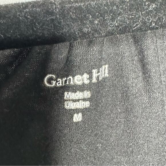 GARNET HILL / black white paisley feather printed 3/4 sleeve blouse top / M - Picture 4 of 7